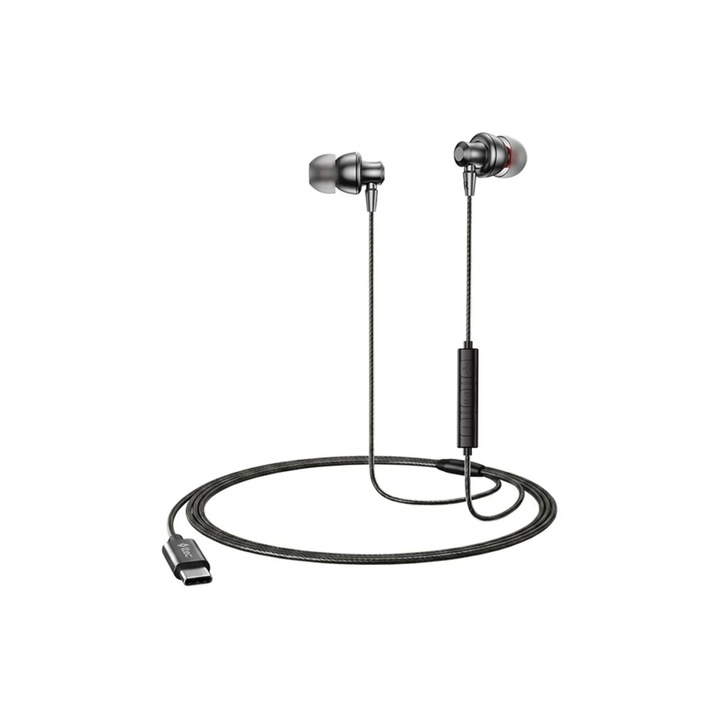 Căști in-ear stereo ttec Pop Fit Style USB-C cu microfon - Negre