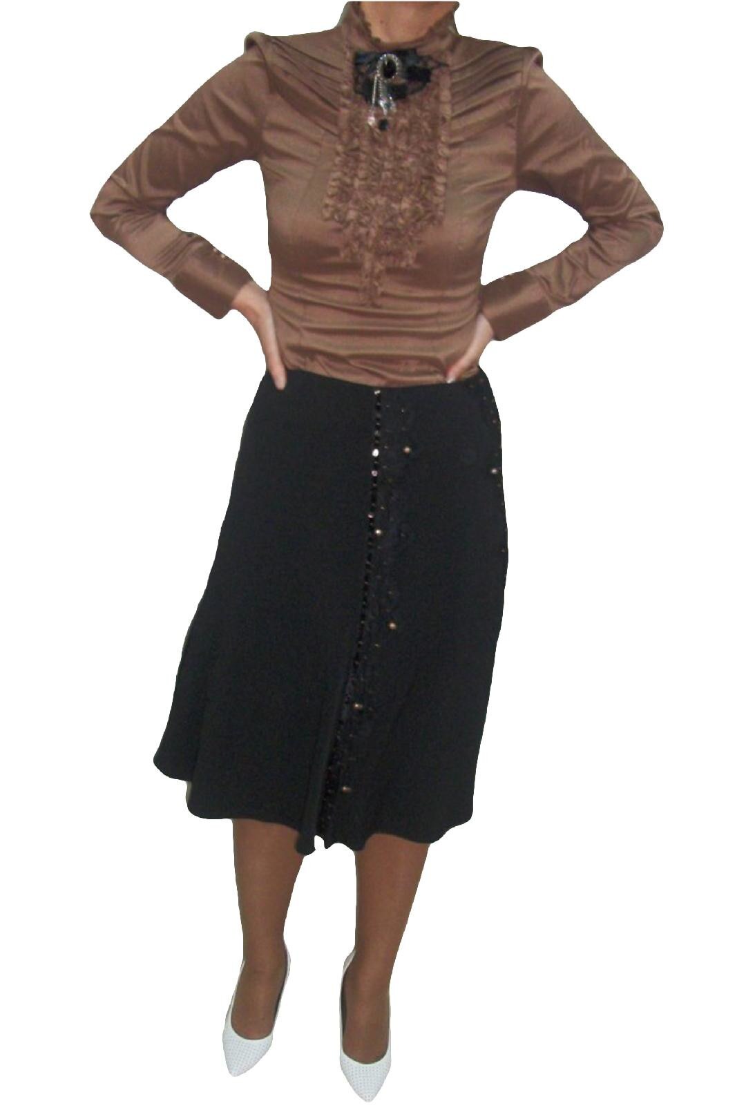 Fusta shic, lungime medie, D&J Exclusive, Negru