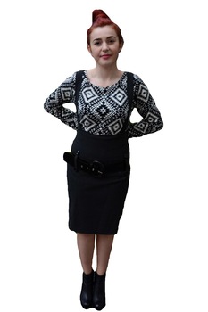 Fusta casual, cu bretele,masura mare, D&J Exclusive, Gri inchis Fusta casual, cu bretele,masura mare, D&J Exclusive, Gri inchis