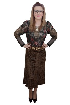 Fusta din catifea fina,design modern sus, D&J Exclusive,, Maro Fusta din catifea fina,design modern sus, D&J Exclusive,, Maro