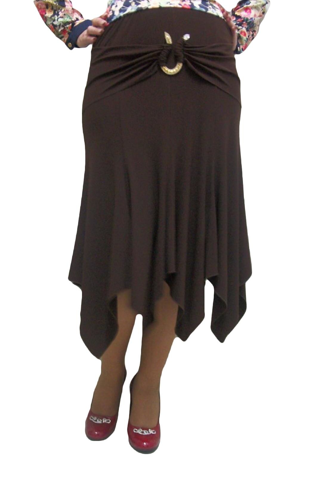 Fusta tinereasca cu lungime asimetrica, D&J Exclusive, Maro