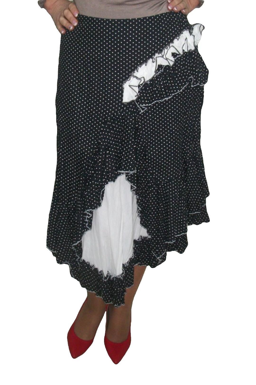 Fusta chic, sofisticata, medie, D&J Exclusive, Negru/Alb, 42