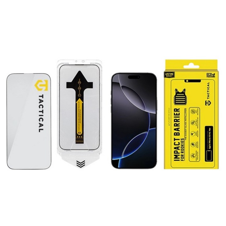 Tactical tactical impact armour glass képernyővédő üveg, 3d, extra karcálló, antibakteriális + segédkeret, átlátszó, kompatibilis: iPhone 16 Pro Max