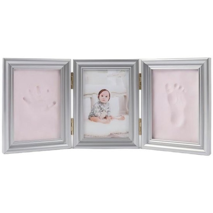 Baba emlékképkeret K0443-emagCJ-8017, szett 2 db nem mérgező agyaglenyomattal és összecsukható képkerettel, rózsaszín, 35 x 15 x 2 cm