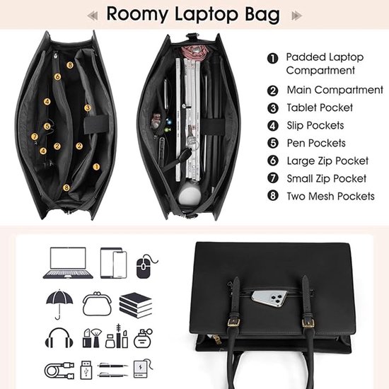 Geanta pentru laptop din PU cu 2 manere si banderola reglabila, pentru laptop 15,6" model K0443-emagCJ-9372, khaki, 40 x 30 x 10 cm