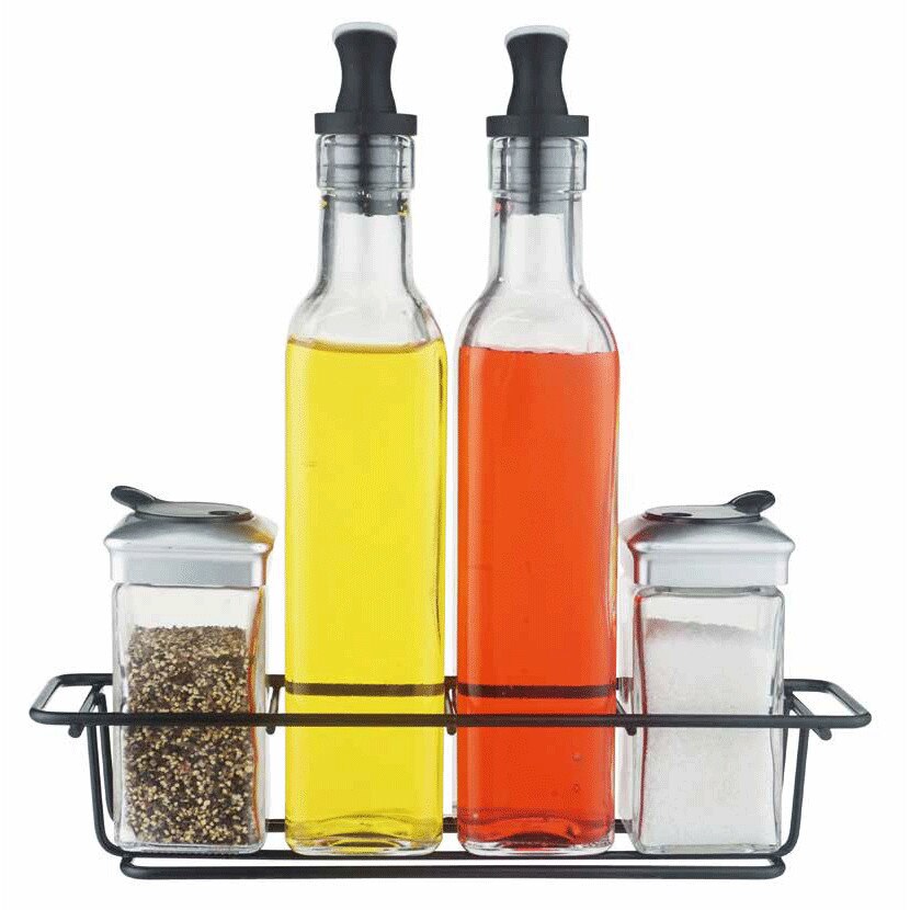 Oliviera 5 piese EasyLife cu suport metalic negru 250ml,110ml