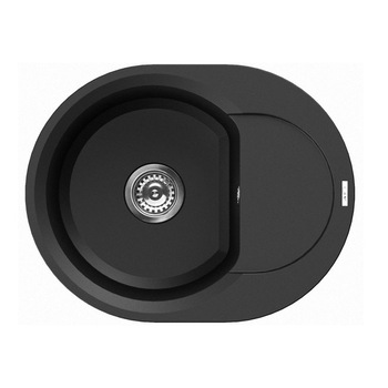 Chiuveta granitek Elleci Easy Round 600, 600 x 470 mm, cuva reversibila, Full Black G40 Chiuveta granitek Elleci Easy Round 600, 600 x 470 mm, cuva reversibila, Full Black G40