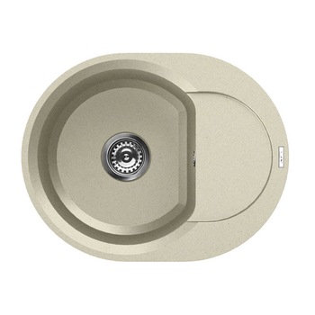 Chiuveta granitek Elleci Easy Round 600, 600 x 470 mm, adancime 200 mm, cuva reversibila, Bianco Antico G62 Chiuveta granitek Elleci Easy Round 600, 600 x 470 mm, adancime 200 mm, cuva reversibila, Bianco Antico G62