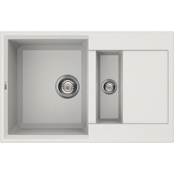 Chiuveta granitek Easy 325, 780 x 500 mm, adancime 220/120 mm, cuva reversibila, Bianco Titano G68 Chiuveta granitek Easy 325, 780 x 500 mm, adancime 220/120 mm, cuva reversibila, Bianco Titano G68