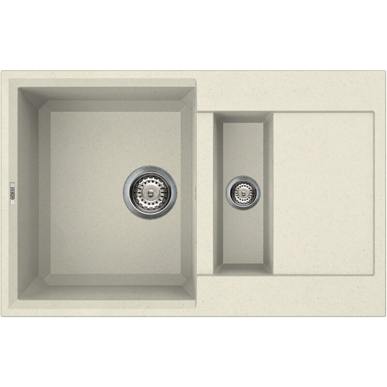 Chiuveta granitek Easy 325, 780 x 500 mm, adancime 220/120 mm, cuva reversibila, Bianco Antico G62