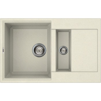 Chiuveta granitek Easy 325, 780 x 500 mm, adancime 220/120 mm, cuva reversibila, Bianco Antico G62 Chiuveta granitek Easy 325, 780 x 500 mm, adancime 220/120 mm, cuva reversibila, Bianco Antico G62