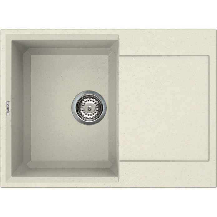 Chiuveta granitek Easy 135, 680 x 500 mm, adancime 210 mm, cuva reversibila, Bianco Antico G62