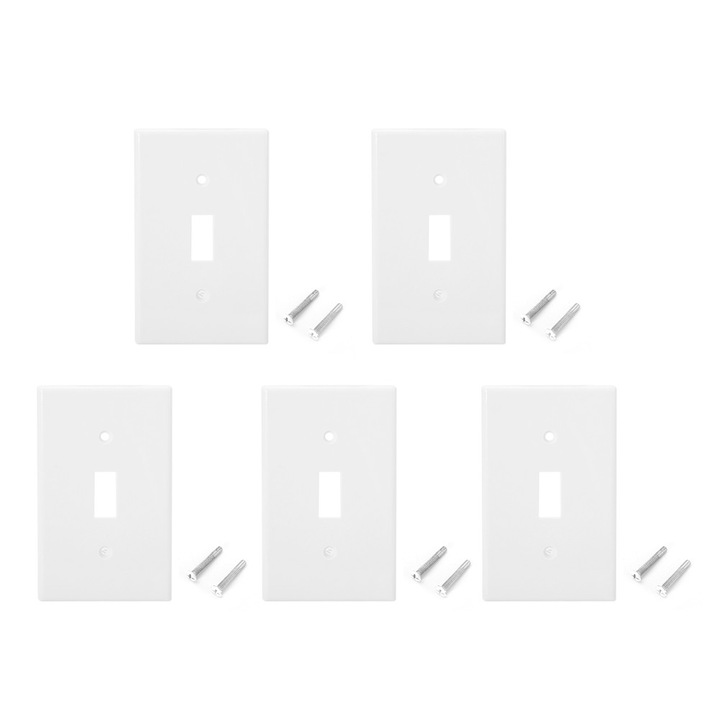 Placa de acoperire pentru intrerupator (toggle) set 5, ABS, alb, 11.5 x 7 cm, cu suruburi, 0803BM-BSTY00117311