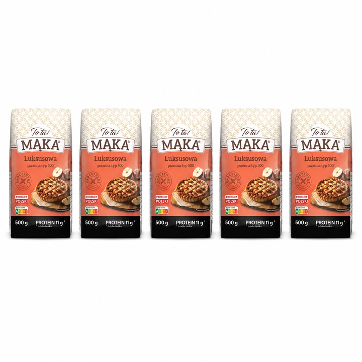 Set faina de grau de lux, Tota, 5 x 500 g, continut ridicat de proteine