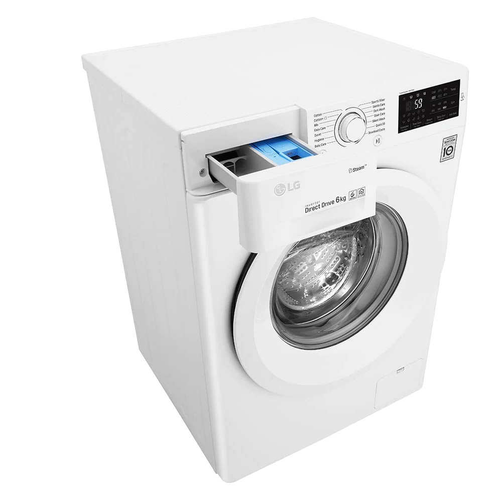 Masina de spalat LG F0J5NY3W, 6 kg, 1000 RPM, Clasa A+++, Motor Direct Drive, Smart diagnosis, NFC, Alb