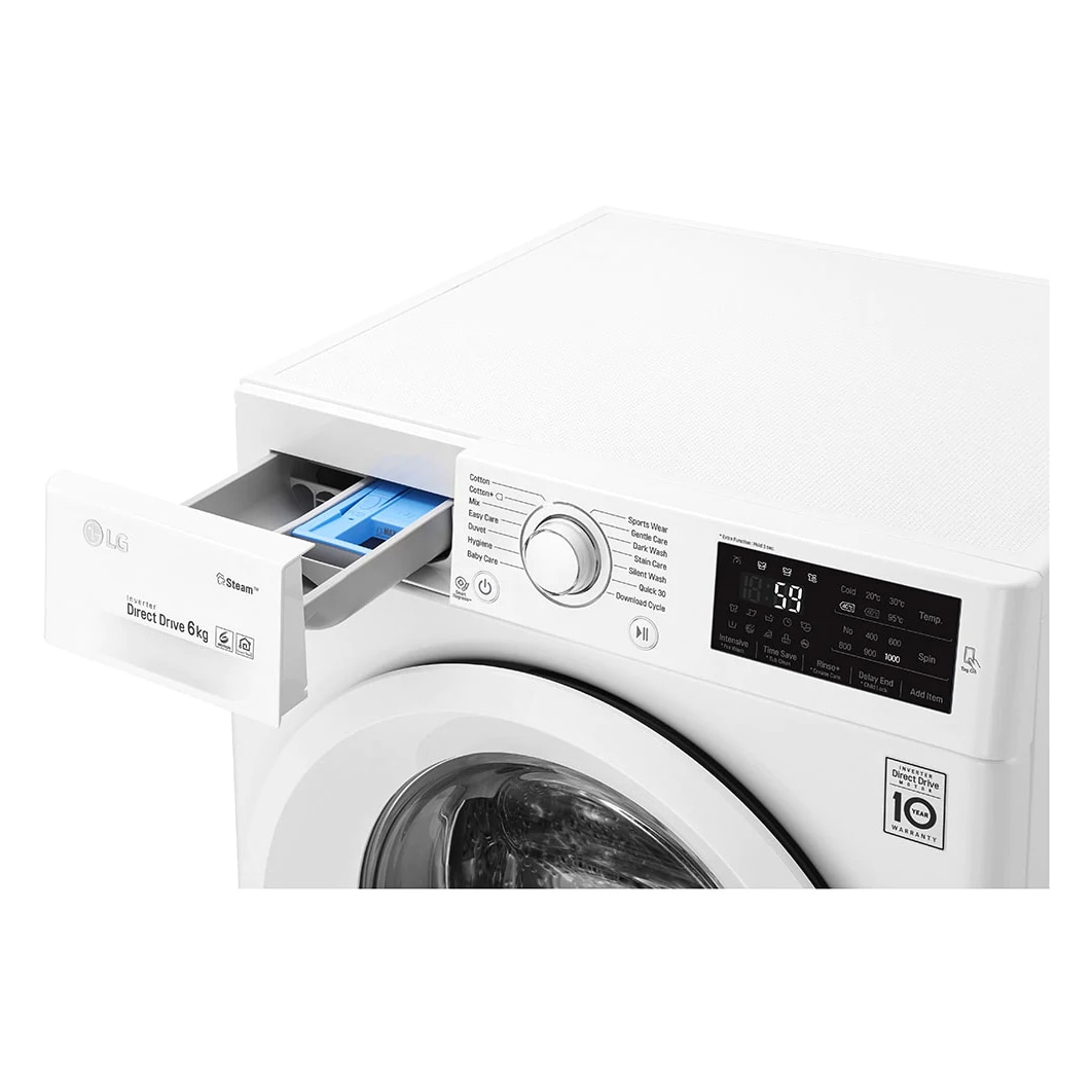 Masina de spalat LG F0J5NY3W, 6 kg, 1000 RPM, Clasa A+++, Motor Direct Drive, Smart diagnosis, NFC, Alb