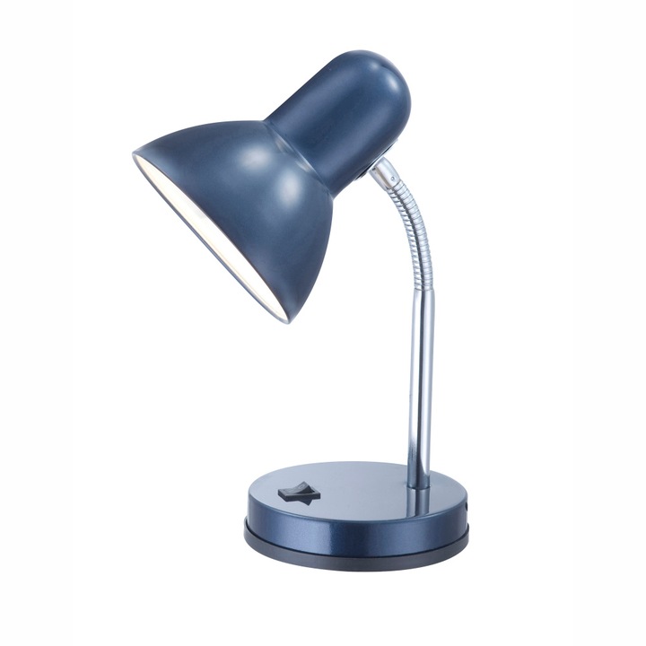 Lampa de birou, crom albastru, comutator, WxH: 215x350, excl 1xE27 40W 230V