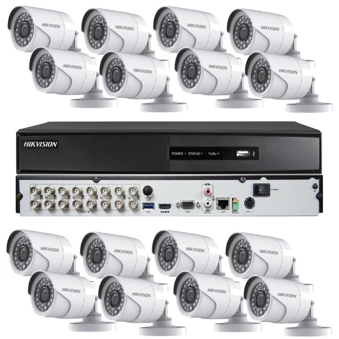 Kit Supraveghere 16 Camere 720P Interior/Exterior IR 20m + DVR 16 canale video / 1 canal audio