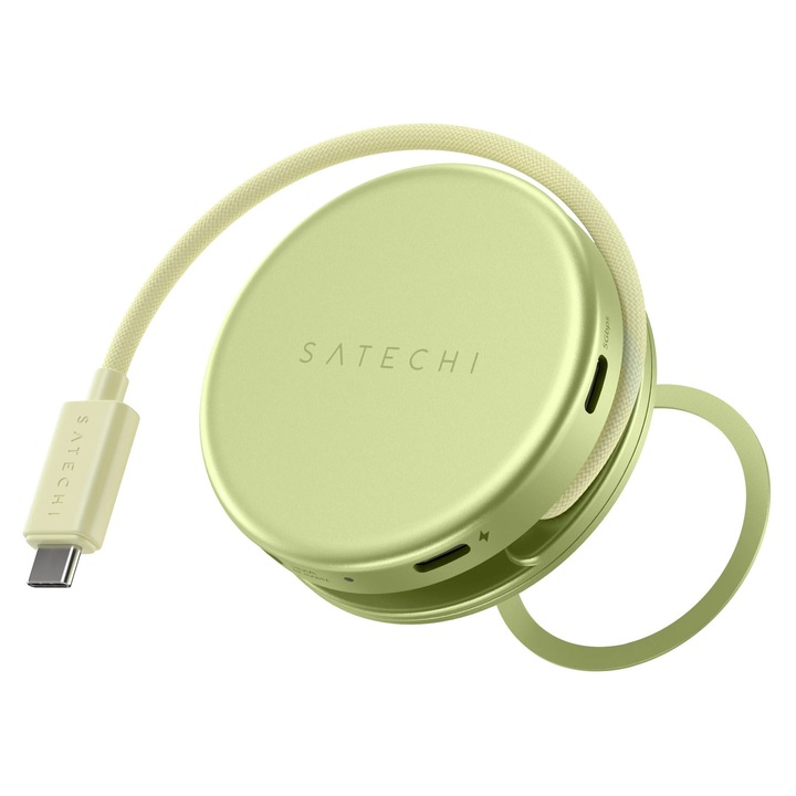 Докинг станция хъб Satechi OntheGo 5-в-1, 60 W PD, четец на SD карти, USB-A и USB-C с 5 Gbit/s, магнитна стойка за MacBook и iPad, Citrus