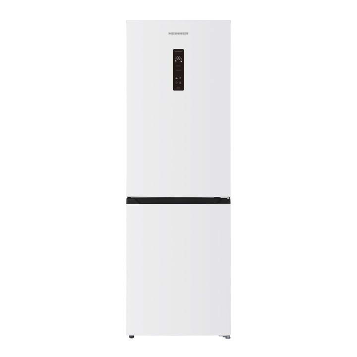 Heinner HCNF-HM400DINVE++ kombinált hűtőszekrény, 400 l, E energiaosztály, No frost, Dual Inverter kompresszor, Extraspace, LED érintőképernyős kijelző, Elektronikus vezérlés, Nyaralás funkció, Eco, Szuperfagyasztás, LED világítás, H 186 cm, Fehér