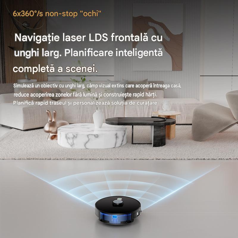 Robot aspirator LiDAR Arvada® SmartClean A8S, aspirare si mop 3 in 1, 4500 Pa, Wi-Fi, aplicatie Tuya, baterie 5200 mAh, autonomie 90–120 min, Negru
