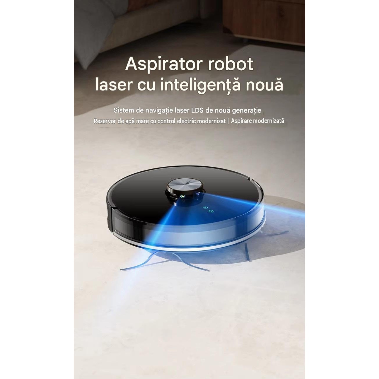 Robot aspirator LiDAR Arvada® SmartClean A8S, aspirare si mop 3 in 1, 4500 Pa, Wi-Fi, aplicatie Tuya, baterie 5200 mAh, autonomie 90–120 min, Negru