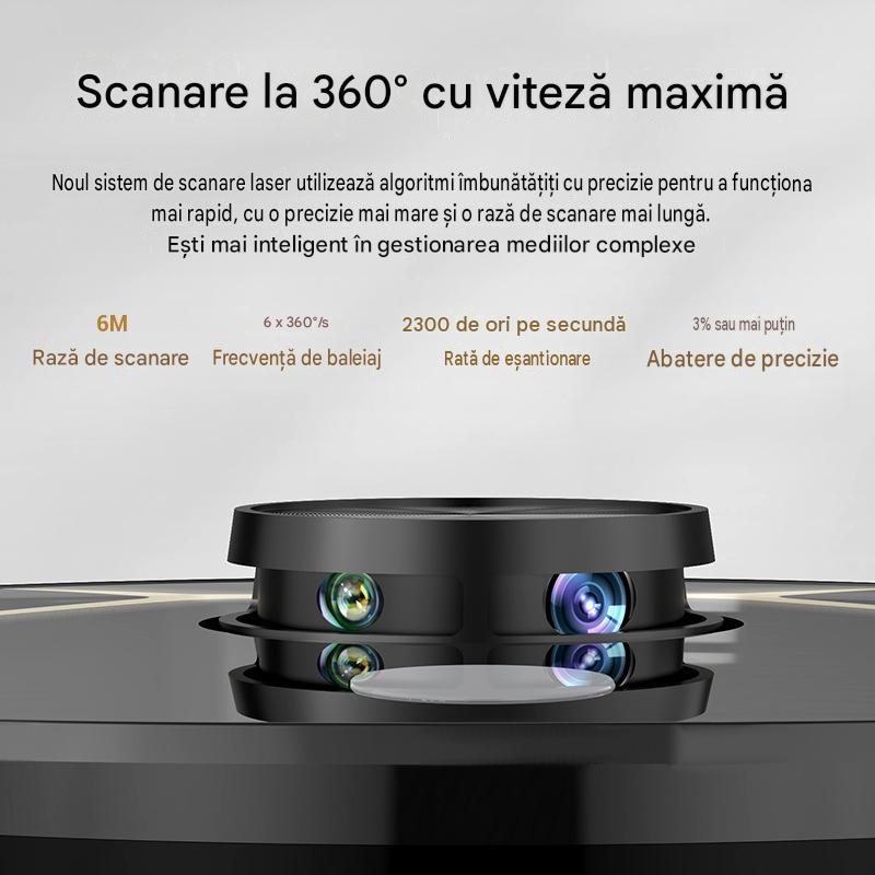 Robot aspirator LiDAR Arvada® SmartClean A8S, aspirare si mop 3 in 1, 4500 Pa, Wi-Fi, aplicatie Tuya, baterie 5200 mAh, autonomie 90–120 min, Negru