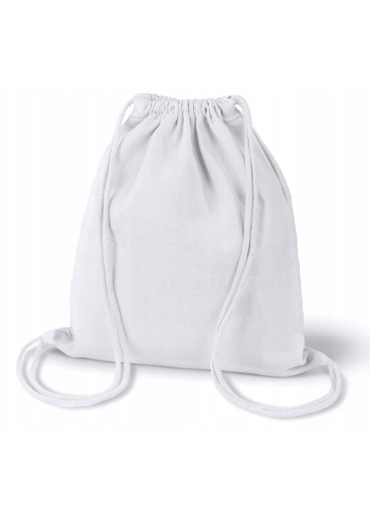 Памучна торба-раница Allbag, 33 x 45 см, бяла, 220 гр/кв.м, с връзка, за училище, град и спорт