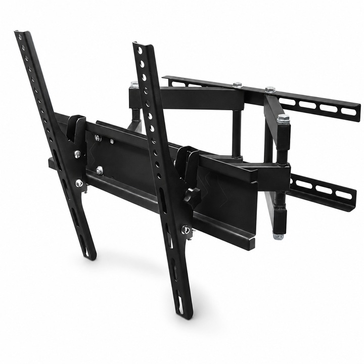 Állítható fali TV tartó, 26–70 hüvelyk, VESA 75 × 75–400 × 400 mm, maximális terhelés 55 kg, döntés ±15°, forgatás 120°, kihúzható kar 110–490 mm, Fém, Fekete