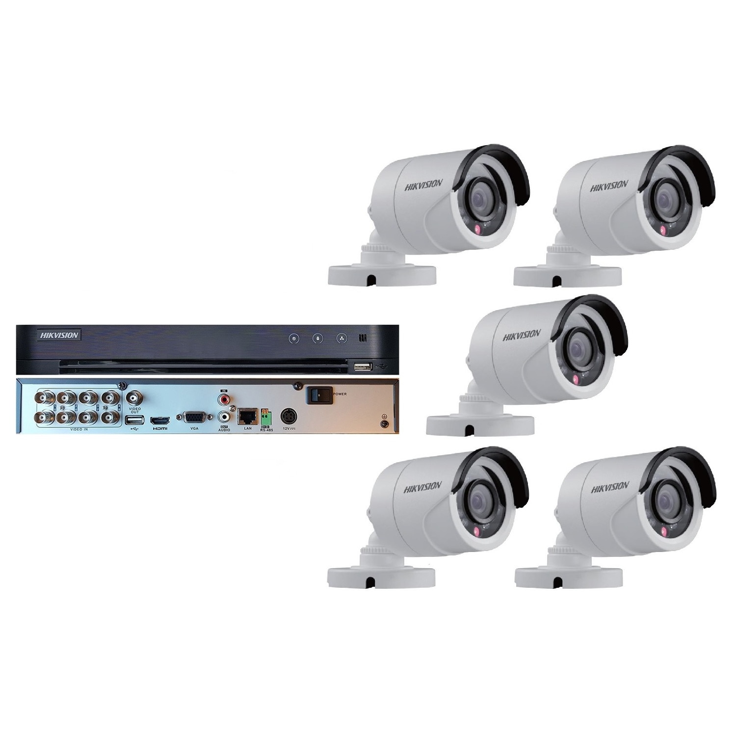Kit Supraveghere 5 Camere Full HD Interior/Exterior IR 20m + DVR 8 canale video / 1 canal audio, 1080P