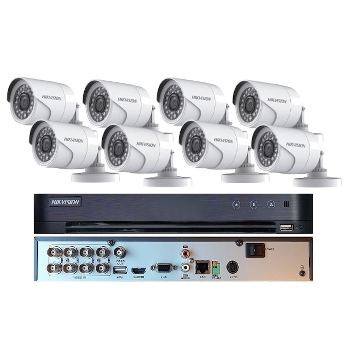 Kit de supraveghere video ENVIO complet IP POE cu 5 camere FULL COLOR 4MP PESS-KIT5CHMBFP60H400-WHDD