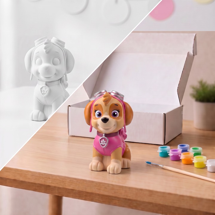 Фигурка за рисуване от гипс 3D Скай от серията Paw Patrol, Комплектът включва акрилна боя и четка, Творческа дейност за деца