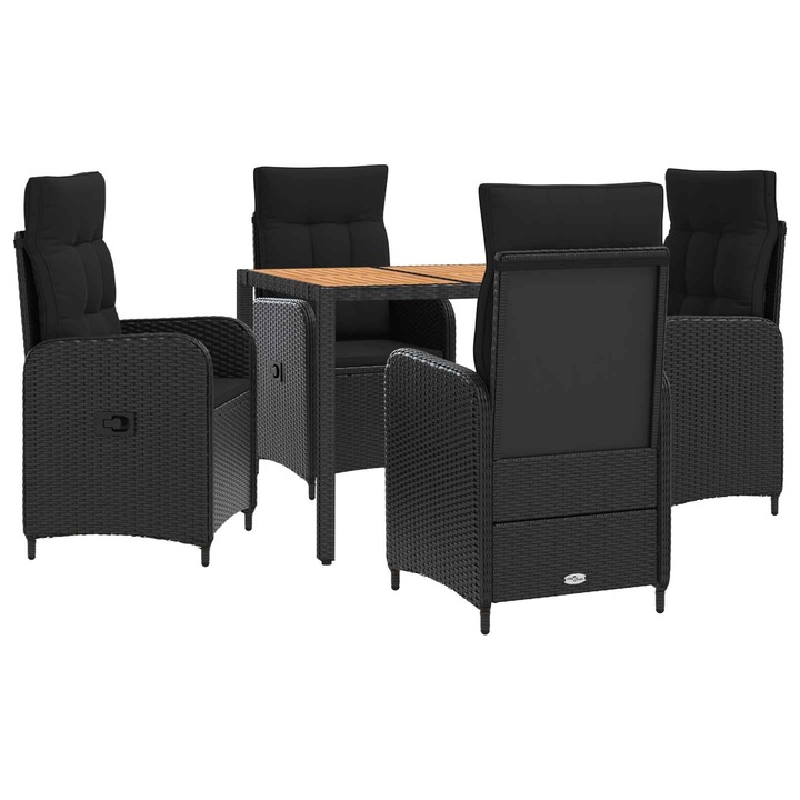 vidaXL Kültéri étkező szett 5 db Fekete PE rattan és porbevonatos acél 3422263
