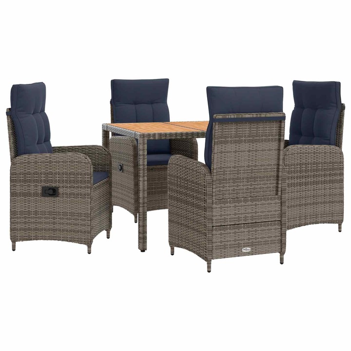vidaXL Kültéri étkező szett 5 db PE rattan és porbevonatos acél 3422287