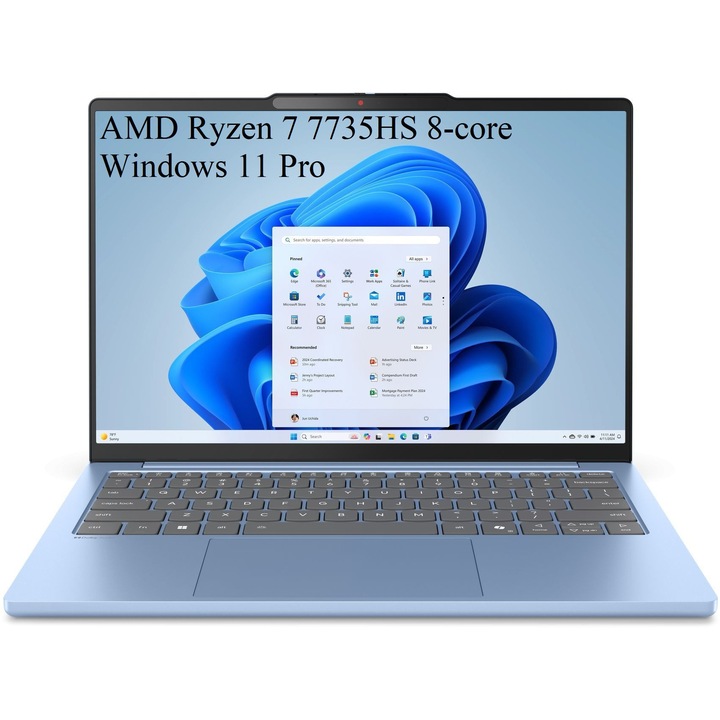 Laptop Lenovo IdeaPad Slim 5 13ARP10, 13.3" WUXGA 1920x1200 IPS 400nits, AMD Ryzen 7 7735HS 8-core, 16 GB DDR5, 512GB SSD m2 PCIe, AMD Radeon 680M Graphics, Windows 11 Pro, Aluminium Case 1.15 kg Polar Blue