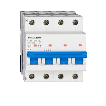 Intreruptor automat, Schrack, modular (MCB) AMPARO 6kA, C 63A, 3P+N Intreruptor automat, Schrack, modular (MCB) AMPARO 6kA, C 63A, 3P+N