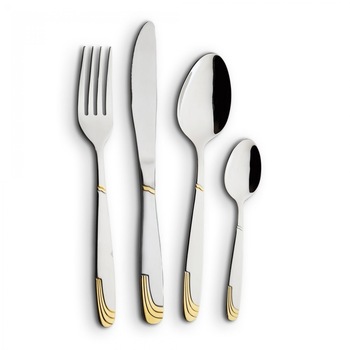 Set tacamuri 72 piese Zephyr 1510 AGGM, lucios gold, diplomat negru, inox Set tacamuri 72 piese Zephyr 1510 AGGM, lucios gold, diplomat negru, inox