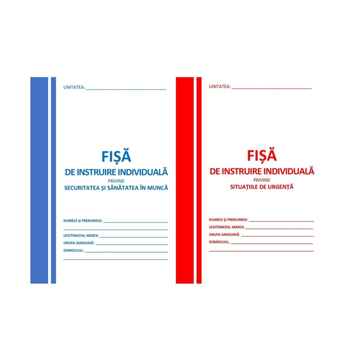 Set fise de instruire SSM si SU 100 +100 buc= 200 buc (carnetul albastru si carnetul rosu)
