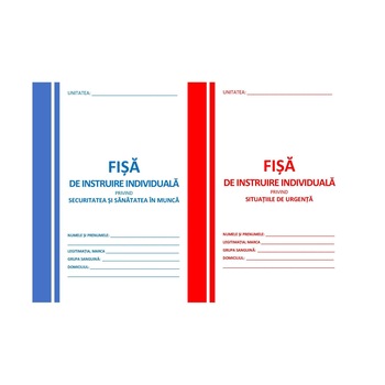 Set fise de instruire SSM si SU 100 +100 buc= 200 buc (carnetul albastru si carnetul rosu) Set fise de instruire SSM si SU 100 +100 buc= 200 buc (carnetul albastru si carnetul rosu)