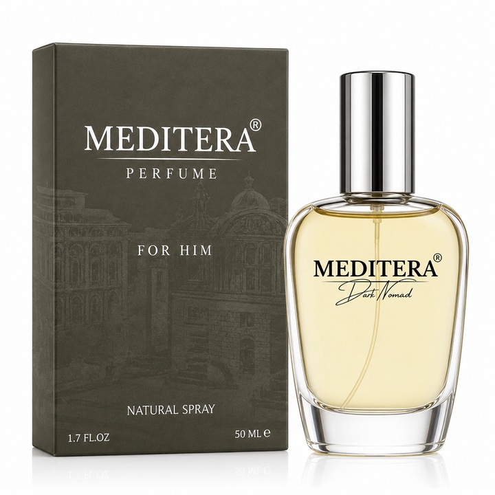Parfum barbati, MEDITERA - DARK NOMAD 50 ml, EDP, persistent, oud, sofran, tamaie, zmeura, dulce-lemnos, cadou deosebit
