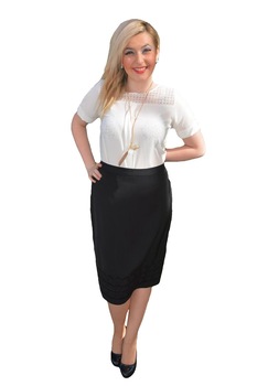 Fusta eleganta cu design de broderie, cusaturi, masura mare, D&J Exclusive,, Negru, 46 Fusta eleganta cu design de broderie, cusaturi, masura mare, D&J Exclusive,, Negru, 46
