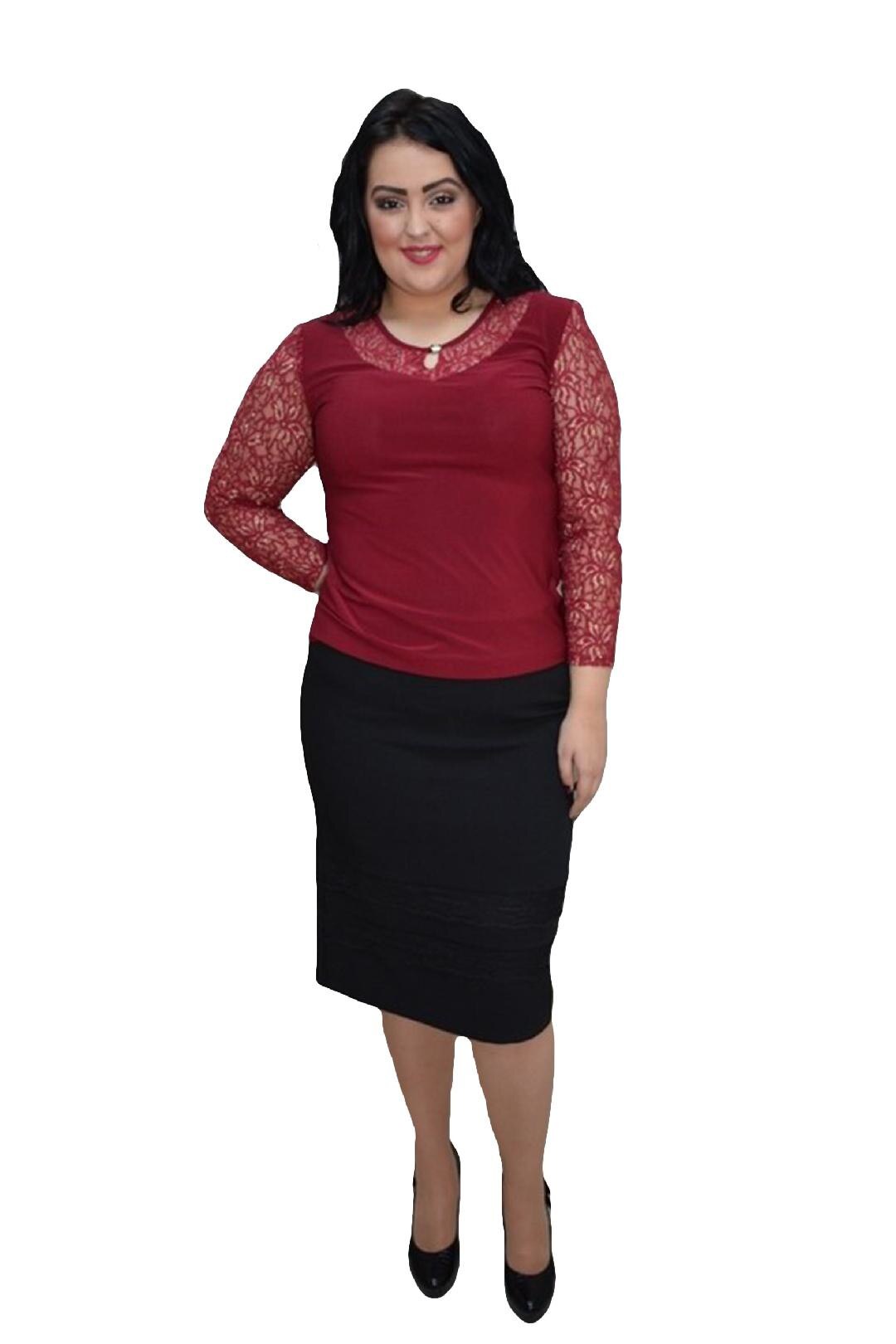 Fusta eleganta, chic , insertii de dantela,D&J Exclusive, Negru