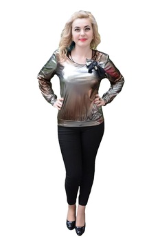 Bluza eleganta cu aspect metalizat, D&J Exclusive, Auriu Bluza eleganta cu aspect metalizat, D&J Exclusive, Auriu