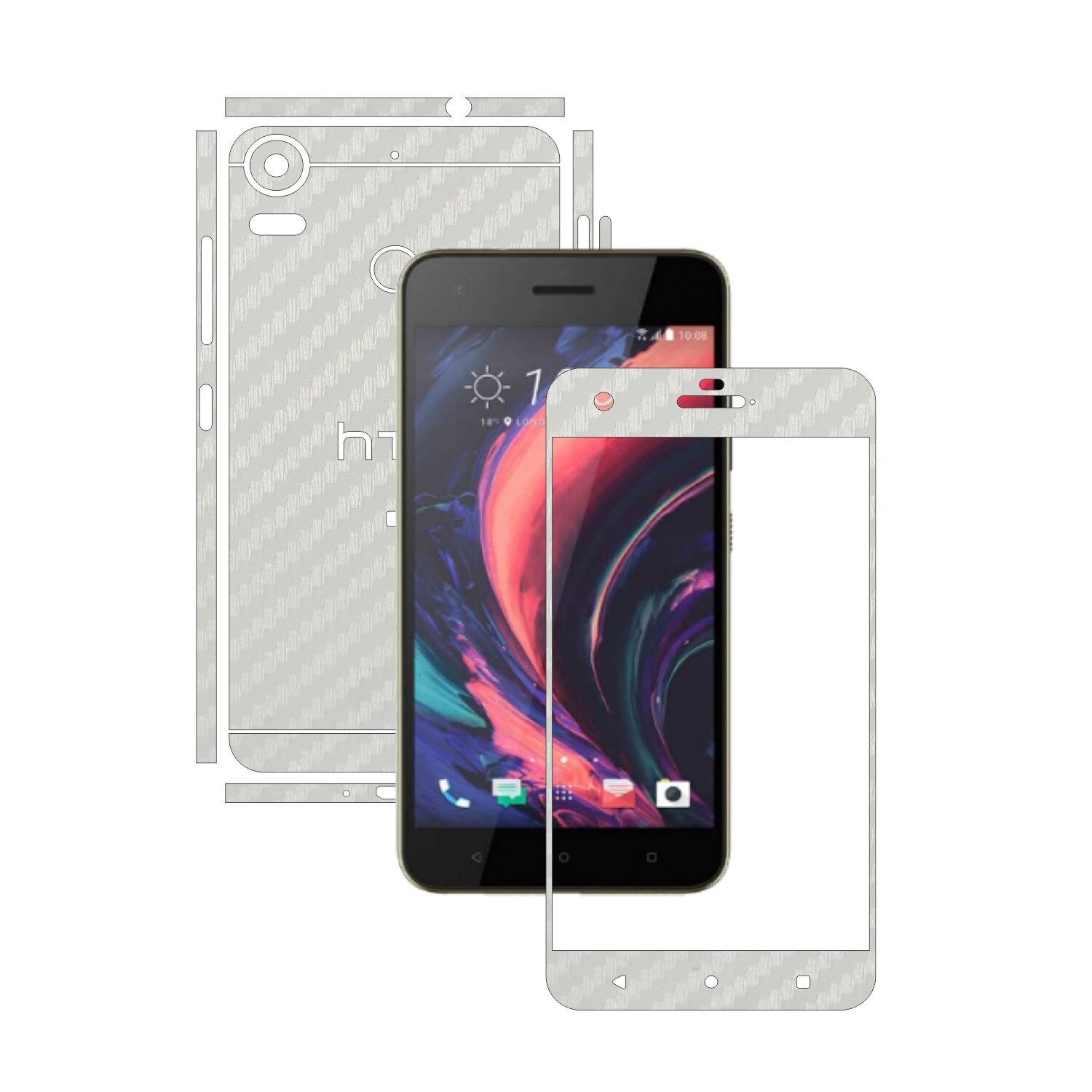 Folie de protectie Carbon Skinz, Husa de tip Skin Adeziv pentru Carcasa, Carbon Alb dedicata HTC Desire 10 Pro