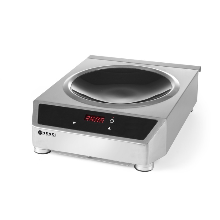 Индукционен котлон Hendi, За Wok, Модел 3500W, Корпус от неръждаема стомана, 340x450x H 120 мм