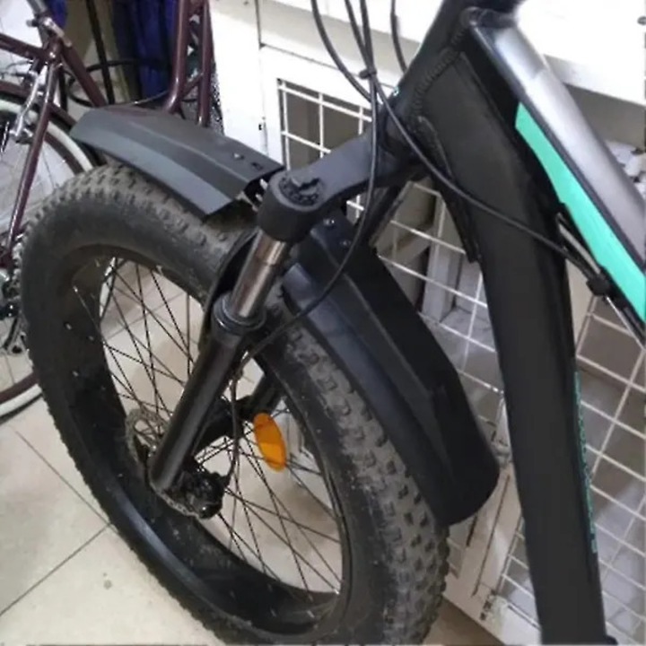Set aripi pentru bicicleta K0544-260803-577-FDC, din plastic PP rezistent, pentru roti 20/26 inch (anvelope late/fat tire) fata si spate, negru, 2 buc