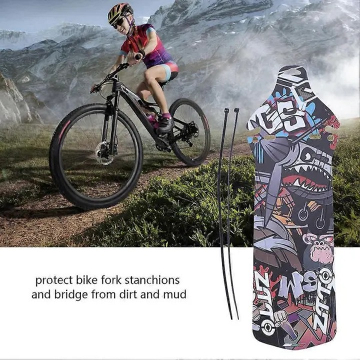 Aparatoare noroi spate pentru bicicleta K0544-260803-849-FDC, din PP, decor grafic, multicolor, 11 x 32,5 cm, include 2 coliere