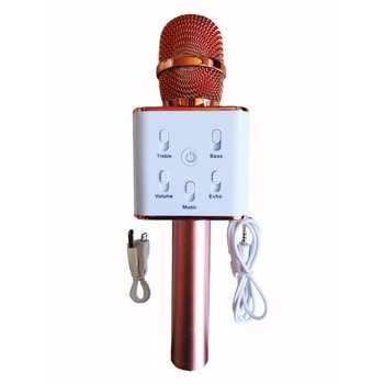 Microfon Karaoke fara fir cu Boxe si Bluetooh, portocaliu Microfon Karaoke fara fir cu Boxe si Bluetooh, portocaliu