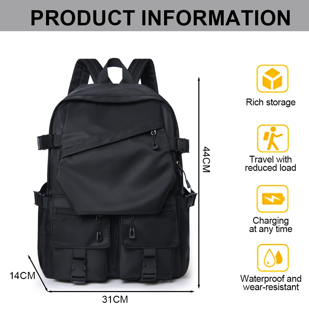 YANYXR, rucsac pentru laptop in material rezistent la apa cu port USB si compartiment pentru 15.6" BST3023077-1, negru