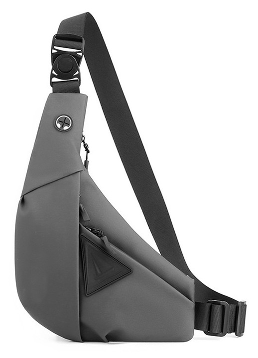 YANYXR, geanta sling crossbody din nylon/poliester, impermeabila, multiple buzunare si compartimente, model BST3020817-4, gri